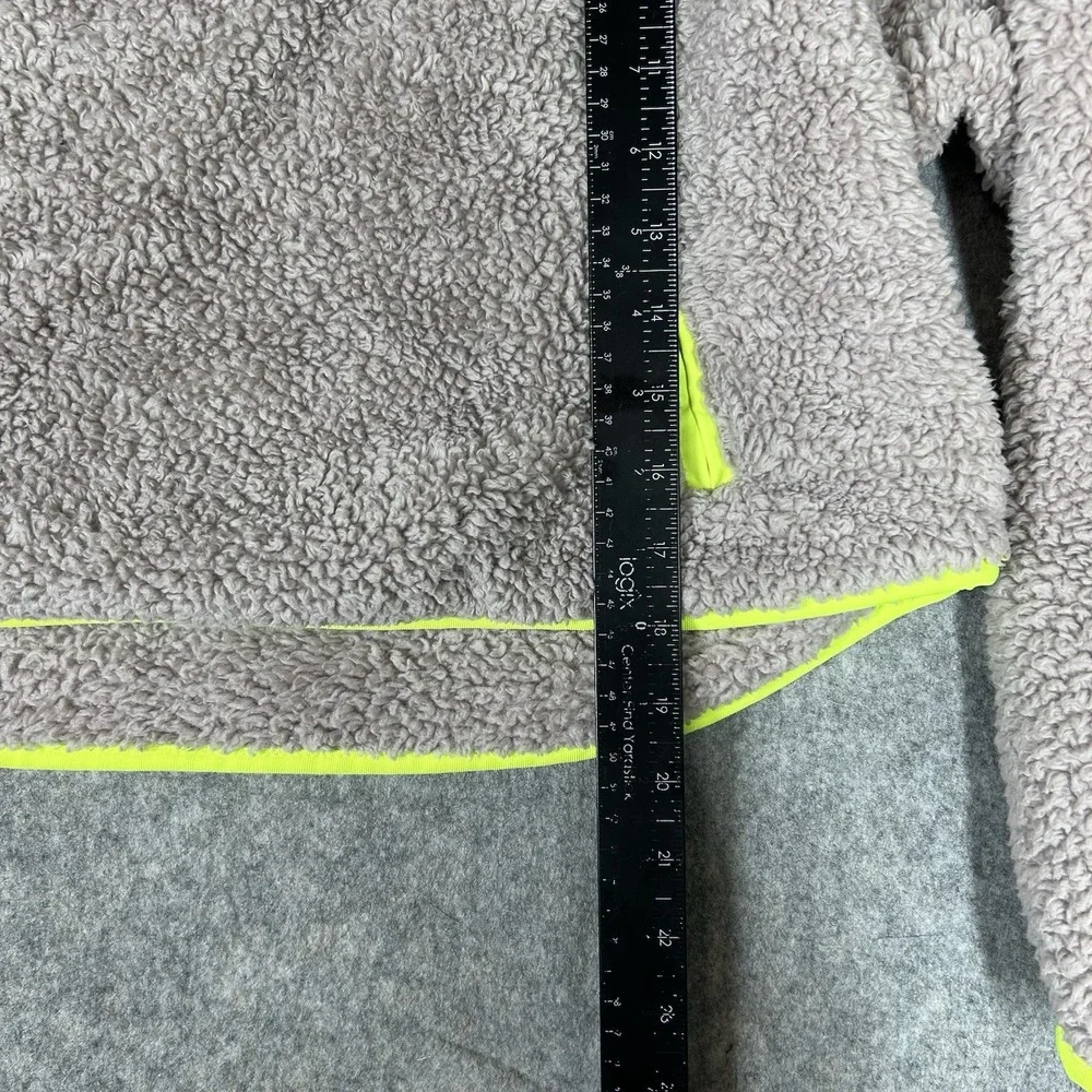 Nike Jacket Women's L Deep Pile Shaggy Swoosh Fleece Sherpa Crop Pullover Neon